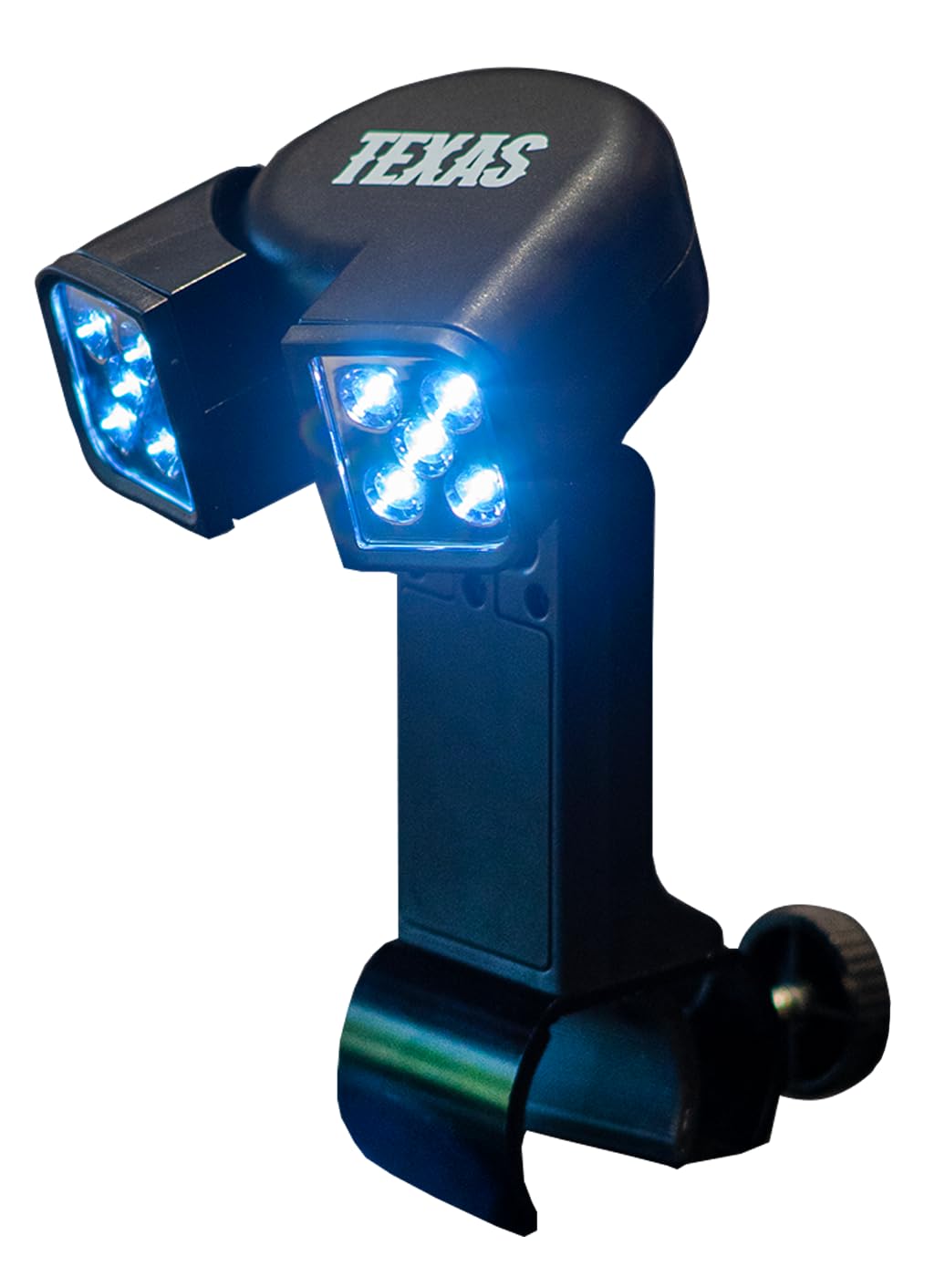 TEXAS CLUB - Torcia per Barbecue a Due Teste Regolabile con Morsetto a C, 10 luci a LED, Teste della Lampada Regolabili, Batterie Incluse, Luce per BBQ Resistente al Calore