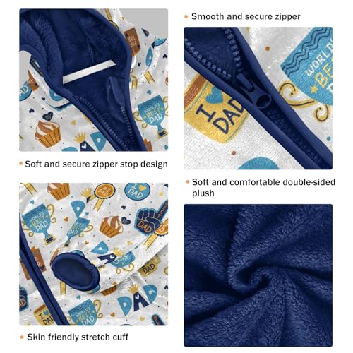 Father's Day Dad Appreciation Icons Girls Fleece Jacket Girls Fall Jacket Girls Zip Up Hoodie Girls Sherpa Jacket 2-10T3