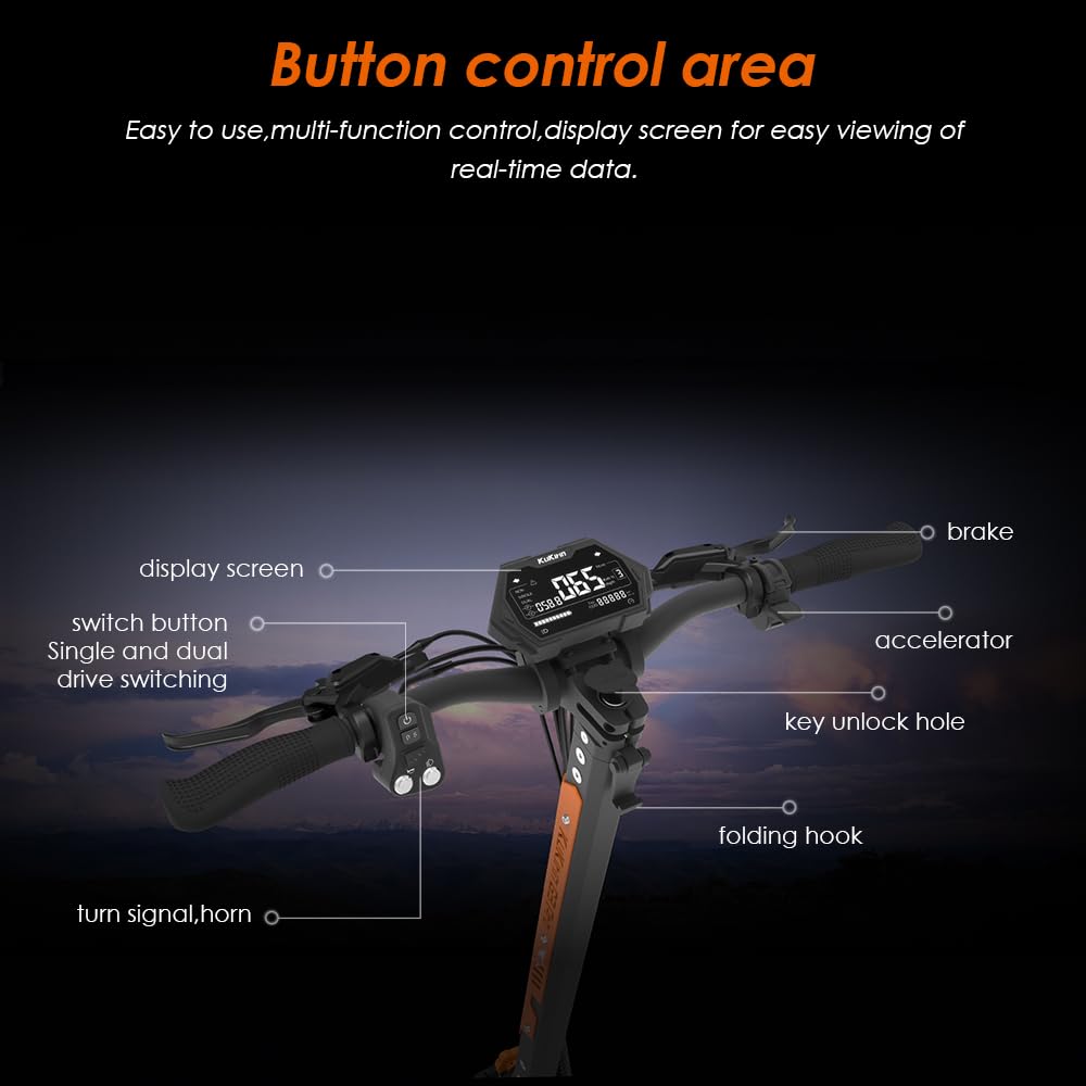 Trottinette électrique Tout-Terrain KuKirin G3 Pro avec 2 Moteurs 1200 W, Batterie 23,2 Ah, autonomie maximale de 80 km，Trottinette électrique Adulte