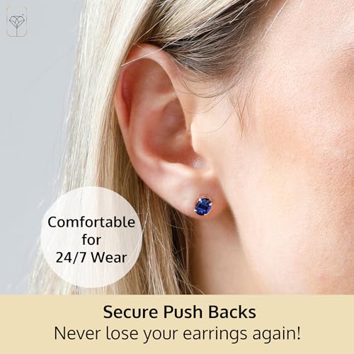 14k Gold Oval Stud Earrings for Women with Push Backs | 7x5mm Gemstone Birthstone Earrings | Real 14 Karat Gold Earrings Studs | Hypoallergenic Gemstone Stud Earrings for Women by MAX + STONE4