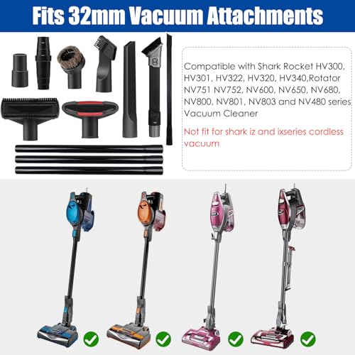 Image of Alrens 12PCS Vacuum Attachments for Shark NV752 NV751 NV650 NV680 NV800 & Rocket HV320 HV300, Vacuum Accessories with 2-in-1 Crevice Tool and 3PCS Vacuum Extension Wands