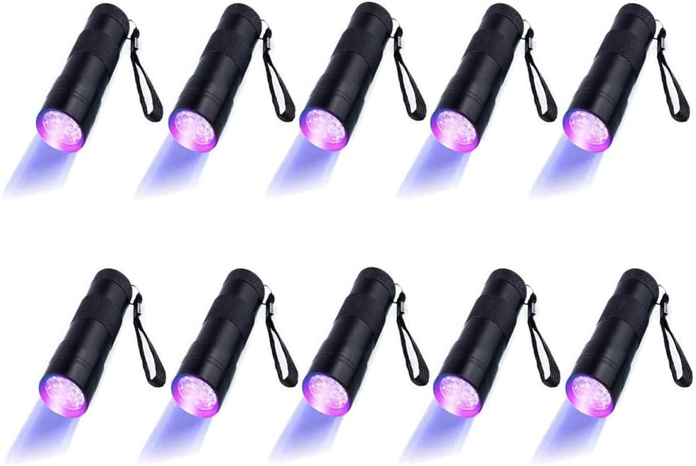 Optimal Shop 10 Pack UV Blacklight 12 LED Flashlight Torch Light for dogs, Pet Stain Detector, Dog Urine Remover, Bed Bug Detector,Outdoors Etc