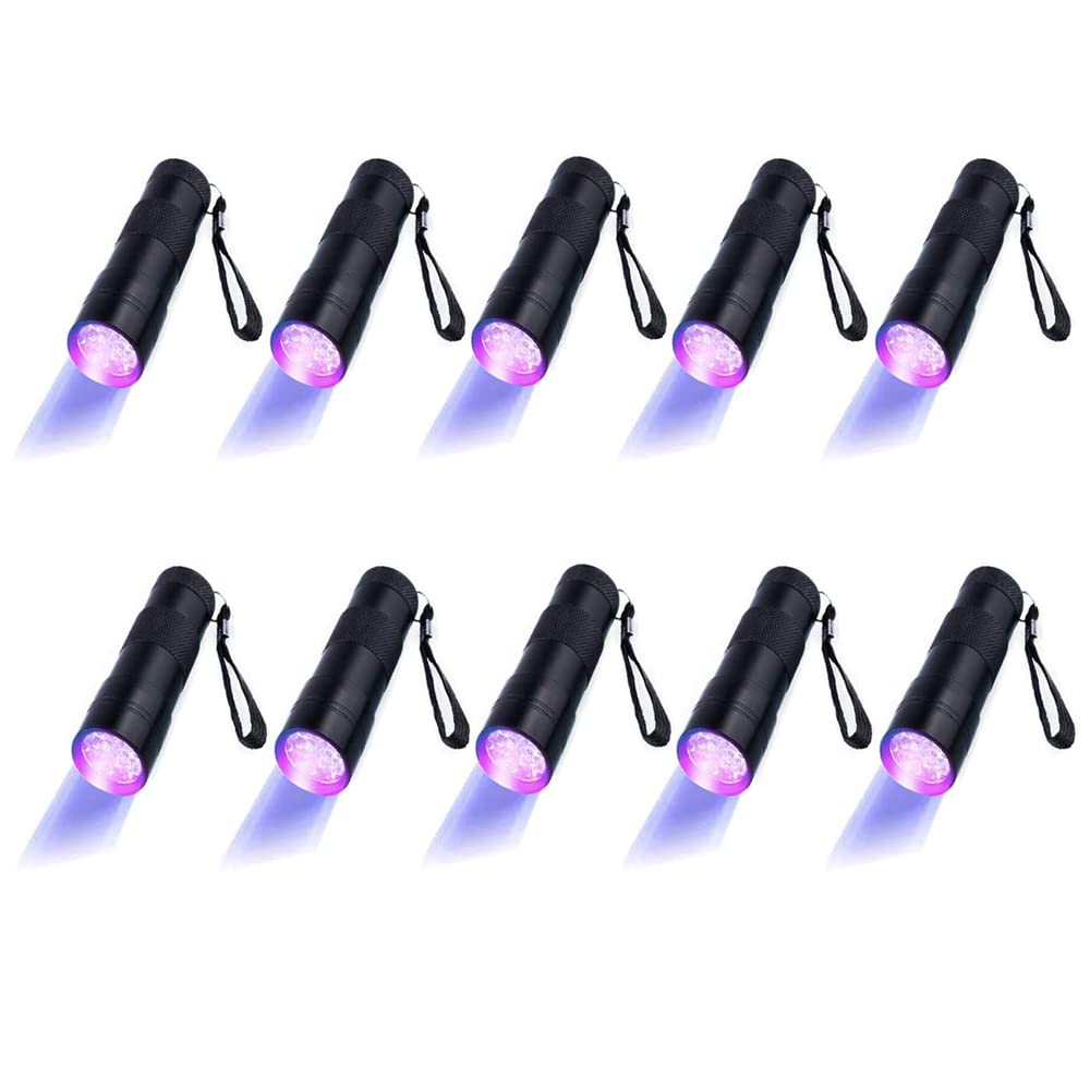 Optimal Shop 10 Pack UV Blacklight 12 LED Flashlight Torch Light for dogs, Pet Stain Detector, Dog Urine Remover, Bed Bug Detector,Outdoors Etc