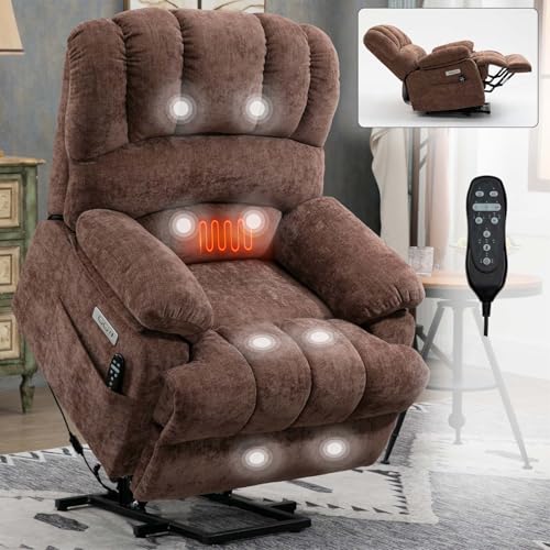 Sillón Chenille Marrón oscuro reclinable eléctrico miniatura 1