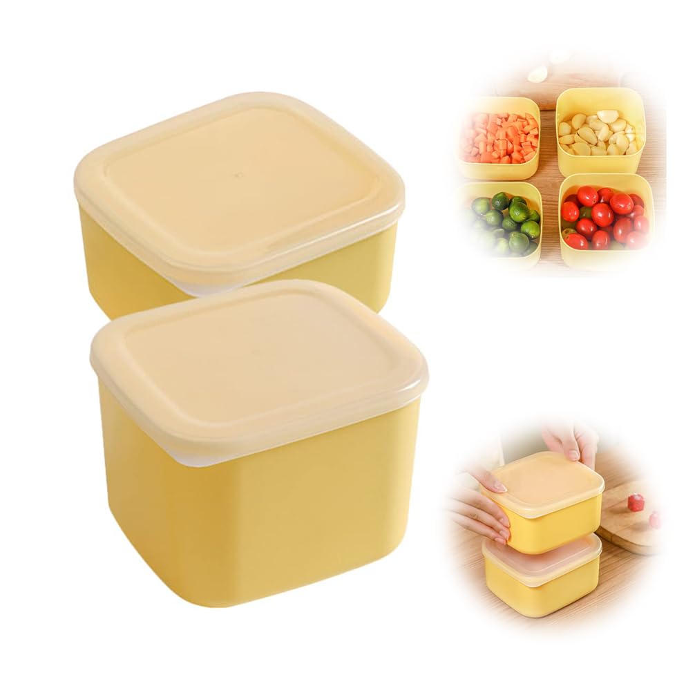 AzoneeSliced Cheese Butter Block Container, 2Pcs Mini Square Bacon Slice Cheese Keeper with Lid, Portable Airtight Food Fresh Keeping Storage Container for Kitchen Fridge Deli Containers