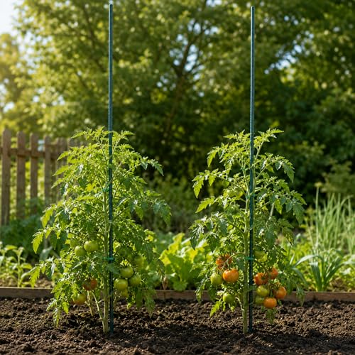 KADAX Zestaw 15 szt. Tyczki do roślin 150 cm x 11 mm do podpierania pomidorów i pnączy w ogrodzie, stal powlekana odporna na korozję, stabilna konstrukcja