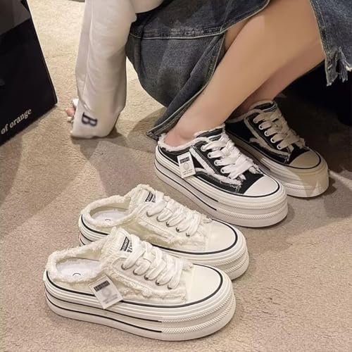 Backless Sneakers,Platform Mules for Women,Mule Sneakers for Women,Slip On Platform Shoes Comfortable Breathable Casual Indoor Outdoor Chunky Sneakers3