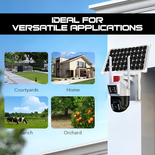 Image of GIGAWATTS Solar 5MP + 5MP Dual Lens 4G CCTV Dual Camera with 5MP 7W Panel 10W Battery IP66 Automatic On /Off Motion Sensor Solar Security Cam for Garden Parking Garage Basement Farms (Pack of 1, White)
