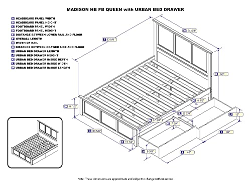 Atlantic Furniture Ar8646114 Madison Platform Bed With Matching Foot Board And 2 Urban Bed Drawers, Queen, Walnut #TOP2