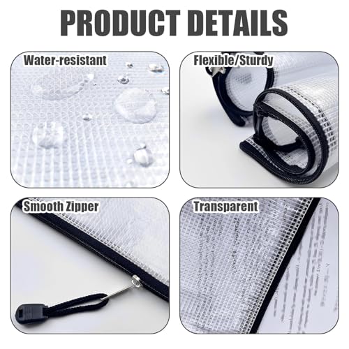 6 Stück Dokumententasche A6, Mesh Wasserdichte Zipper Beutel, Transparente Dokumententaschen mit Reißverschluss, Dokumententasche Klein für Dokumente Hausaufgaben Papier Kosmetika