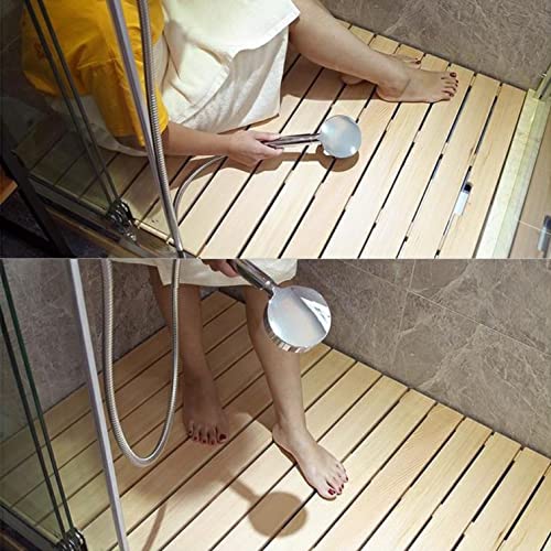 Tapis de bain en bois caillebotis douche antidérapant résistant eau sol - 6