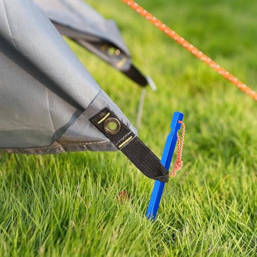 Owldacious 7 Inch Ultralight Aluminum Tent Stakes (8Pcs) – Includes 4X 10ft Guylines, Puller & Storage Bag. Non-Rust Metal Ground Spikes Tent Pegs for Camping.