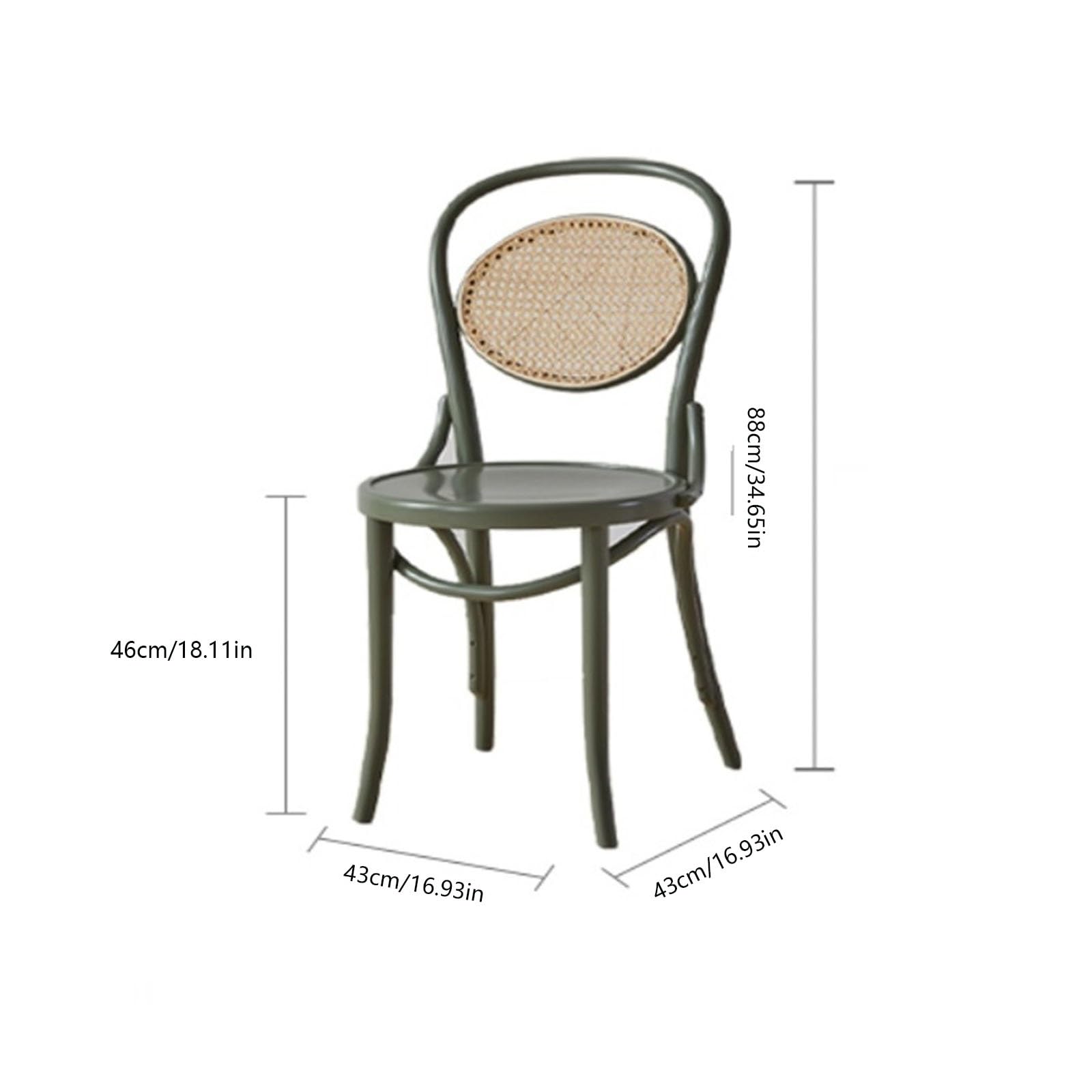 Silla Colgante de ratán Silla de Comedor de ratán, Silla de Comedor Lateral sin Brazos de Haya, Silla con Respaldo Retro for Comedor, Sala de Estar Silla Colgante de Ratán(Negro)