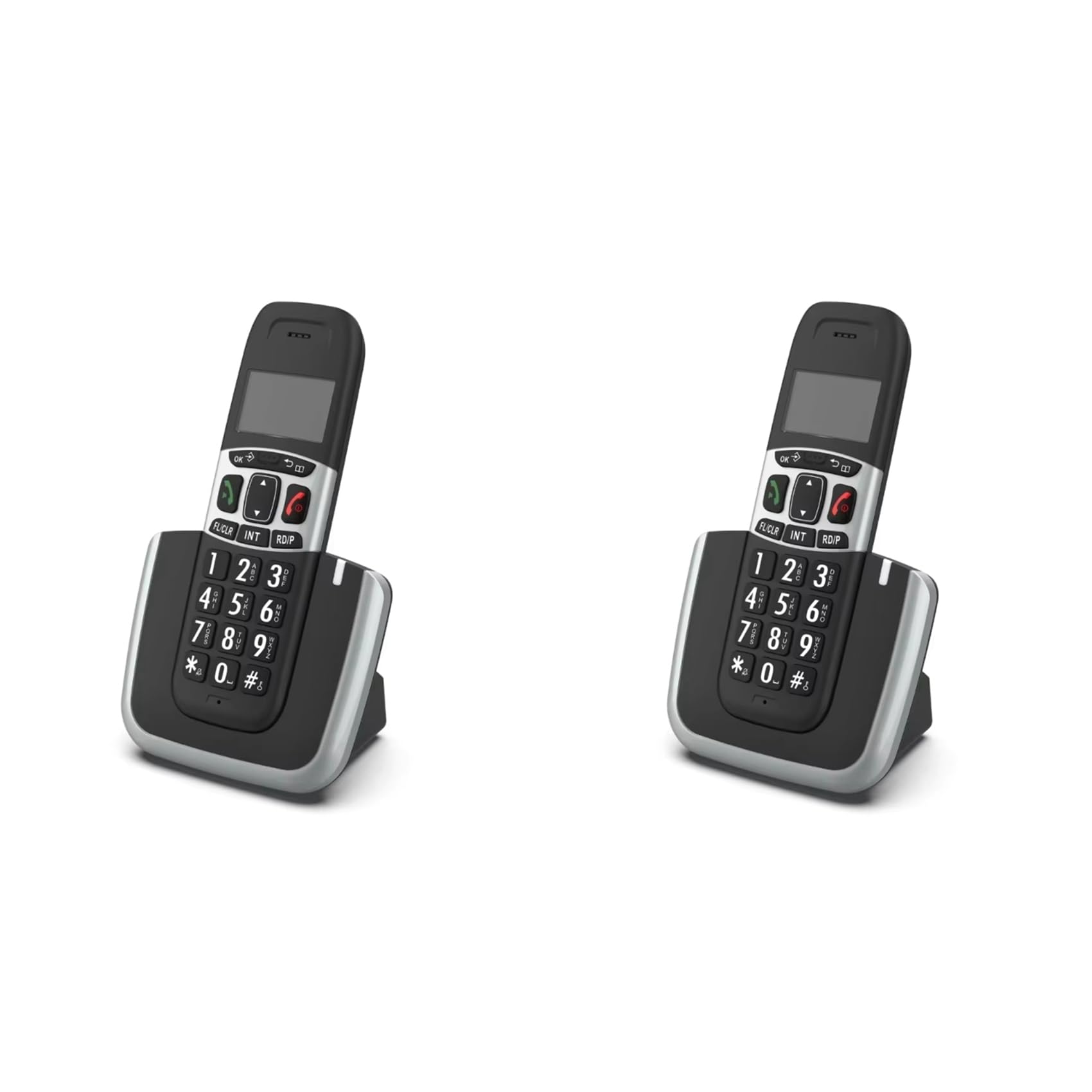 2X Telefono Fisso Vivavoce con Display del Chiamante, Memoria Wireless per Casa, Ufficio, Scuola, Ufficio Commerciale, Spina UE
