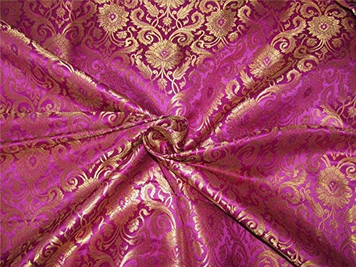 Tissu en Brocart Violet Doré au Mètre | Coupon Bro628 Largeur 112 cm
