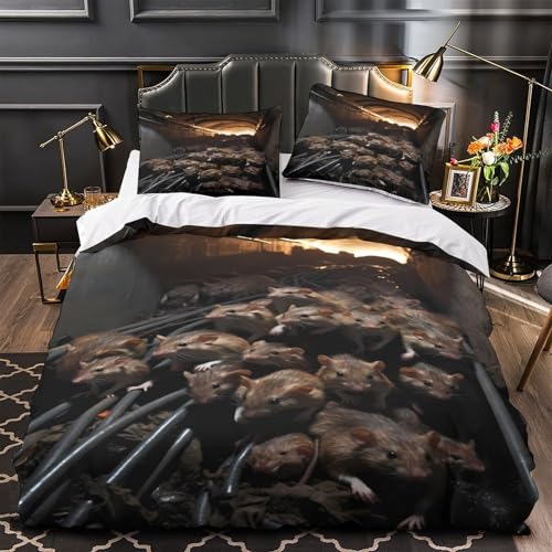 Parure de lit hypoallergique rats dans le tunnel microfibre 3D