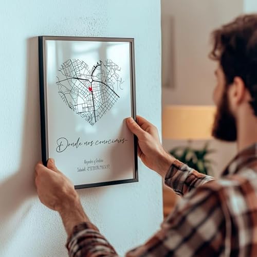 Miniatura 2 de Regalo Personalizado Para Parejas O Amistades Póster Con Coordenadas Y Mapa En Forma De Corazón Ideal Para Aniversario Novio O Novia, Mujer O Hombre Cuadro Decorativo Pared Para Él O Ella