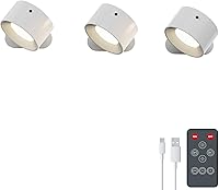 Vista 10 de Koopala Apliques LED de pared, lámparas de pared con batería recargable, con 3 brillo, carga extraíble, rotación de 360°, bola magnética, luz