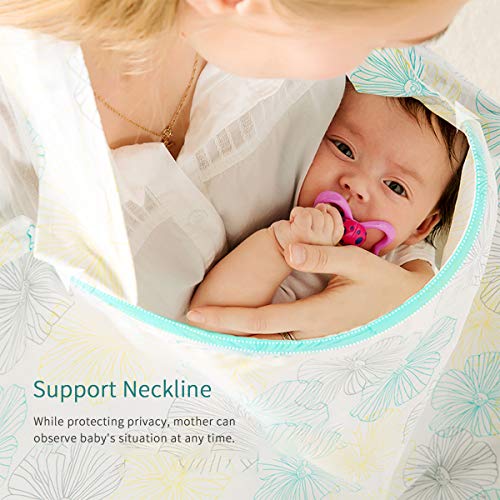 SONARIN Stylish Premium Breastfeeding Nursing Covers,Flower Pattern,with Storage Bag & Towel Corners,4 in 1 Multifunction,Nursing Scarf,Breathable & Lightweight(White) - Image 4
