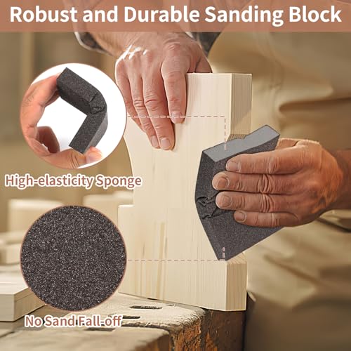 Image of 8 Pack Sanding Sponge Block, Wet Dry Sandpaper Sand Paper for Drywall Wood | 400 Grit, Washable & Reusable for Wall Metal Glasses Furniture