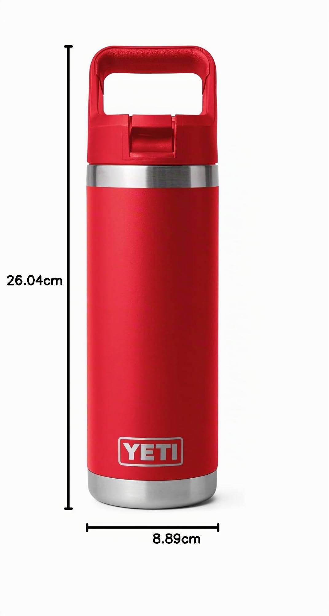 YETI Rambler C Straw Bottle, Stainless Steel Vacuum Insulated Bottle with Straw Cap, Rescue Red, 18 oz (532 ml)