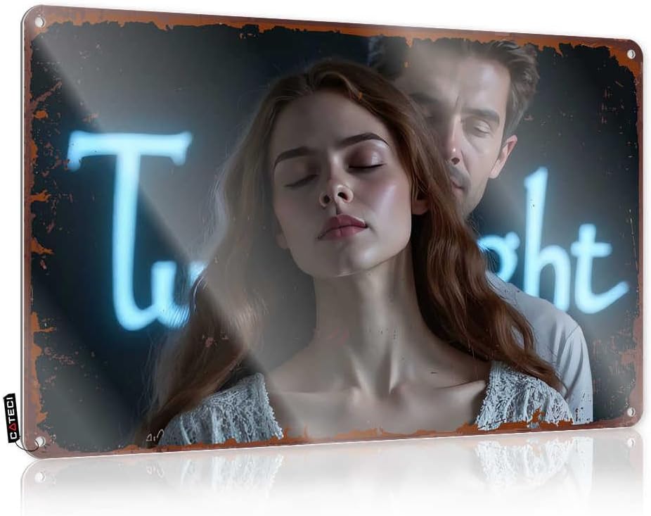 TRBW Funny Desk Signs Twilight Embrace: A Romantic Night Scene Funny Signs For Bar Garage Signs Funny