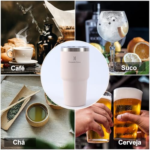 Copo Térmico de Aço Inoxidável 591ml, com Canudo e Tampa, Garrafa Termica Isolada a Vácuo Copos Garr