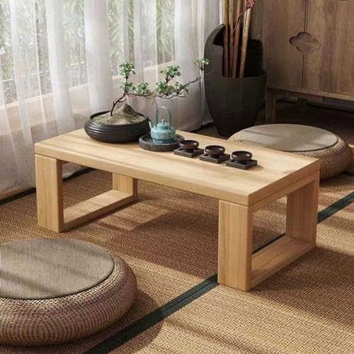 Table basse en bois style japonais rectangulaire pour salon zen et tatami de 80 cm