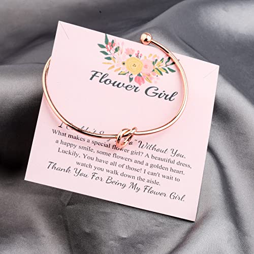 Image of WSNANG Flower Gift Tie The Love Knot Bridesmaid Bracelet Wedding Party Gift for Flower With Message Card (Flower C-Knot RG)
