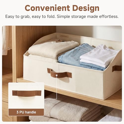 StorageWorks Closet Organizers and Storage, Trapezoid Storage Bins, Fabric Clothes Closet Bins, Storage Baskets for Shelves, Toys, Towels, Large, Ivory White, 3-Pack by StorageWorks - Image 4