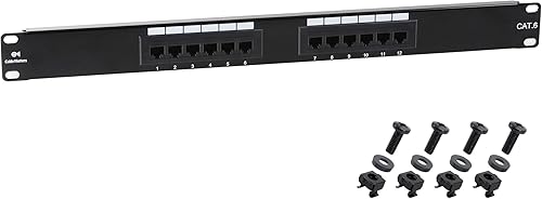 Cable Matters Listado UL Panel de conexión de 12 puertos para montaje en pared o montaje en rack, Panel de conexiones IU Cat6 RJ45 para Ethernet de
