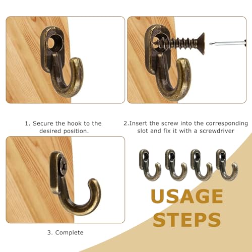 RTSHUK 50 Stück Mini Haken, 18 x 13 mm Antik Schlüsselhaken Bronze Einzelhaken Wandhaken zum Schrauben Wandhaken Klein Vintage Schlüssel Haken für Schlüssel Schmuck Taschen Handtücher Küche Bad