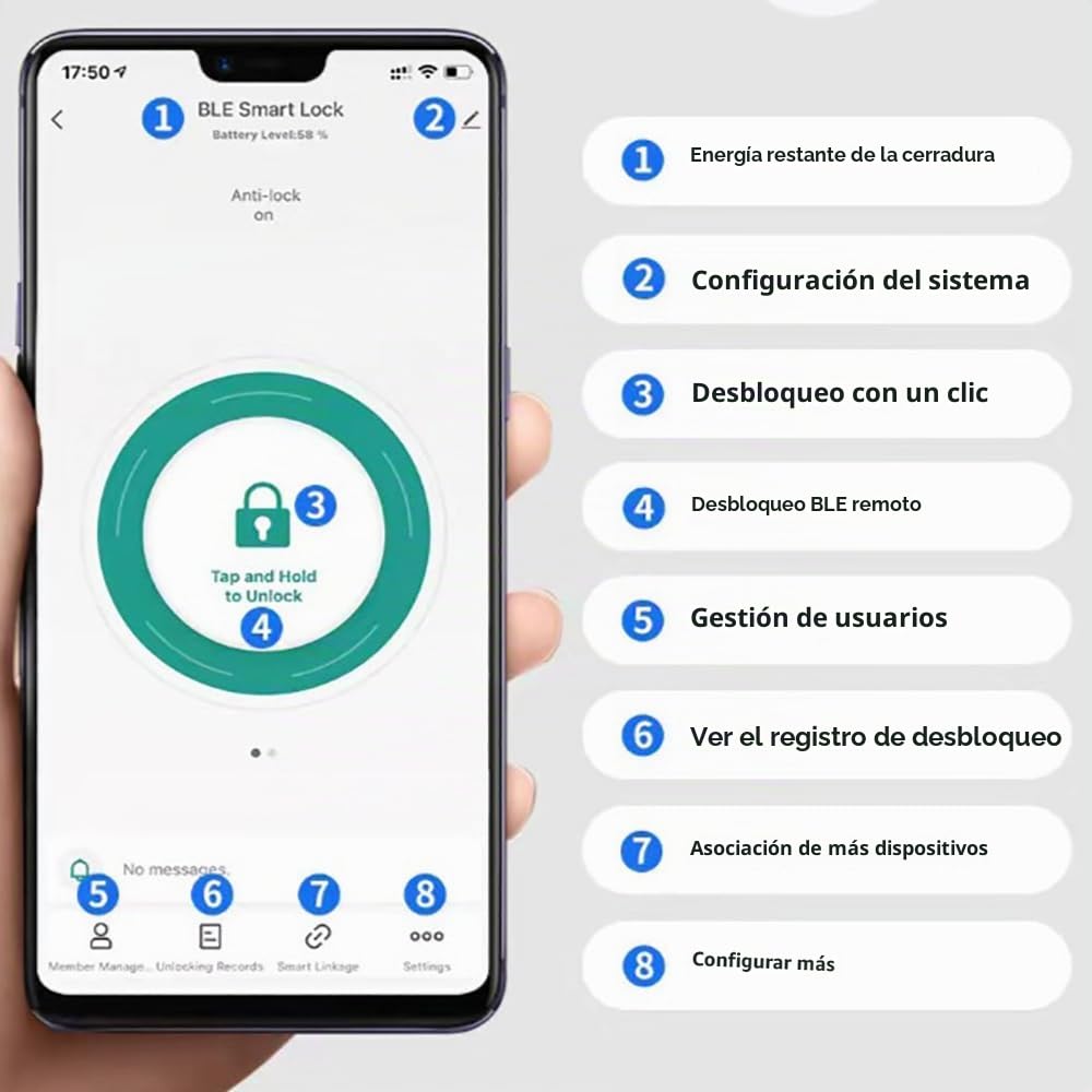 NEWFUN Cerradura Puerta Exterior Inteligente，Cerradura Con Huella Digital，Cerradura Wifi，Con llave, tarjeta llave, APP Bluetooth para cerraduras de puertas, resistente al agua para puertas de 35-45 mm