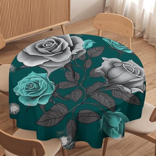 Nappe ronde décorative bleu sarcelle pour protéger et sublimer votre table - 5
