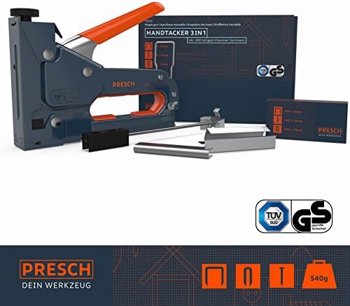 Presch Staple Gun with Staples - 600pcs. Heavy Duty Stapler for Wood, Cable, Wire, Furniture, Wall and Carpet - Upholstery Staple Gun