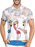 HIVICHI Funny Flamingo Golf Shirts for Men Patriotic Crazy Print Pattern Mens Polo Shirts, X-Large, Aop-polo-58988