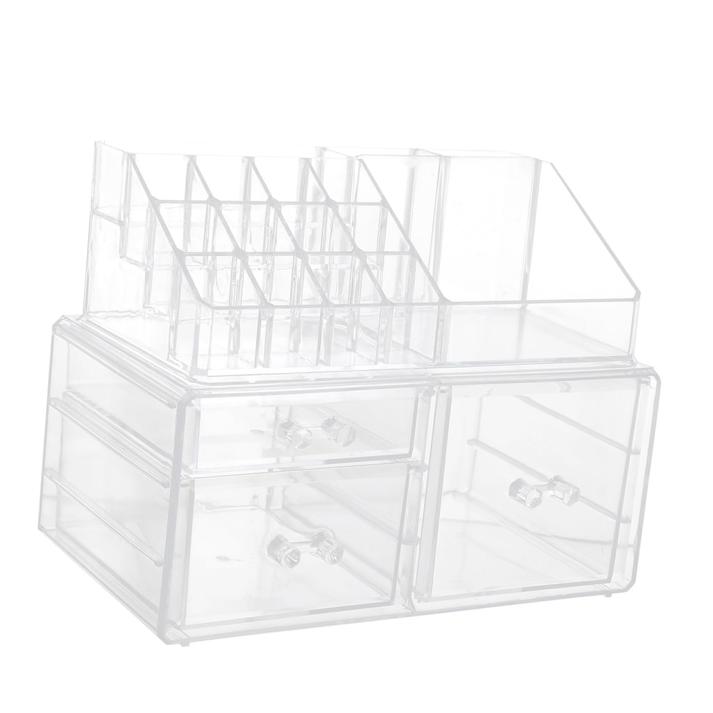 Scatola Portaoggetti da Scrivania Cassetto, Plastico Trasparente | Organizzatore per Toletta, Scomparti Multipli per Pendenti e Orologi, Uso Pratico e Conveniente