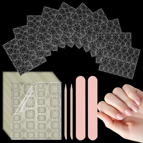 Kepfire 600pcs 25 Sheet Adhesive Nail Tabs,12 Sizes Press On Nail Sticky Tabs,Waterproof Breathable Sticky Tabs Nails,Double Sided False Nails Glue Stickers