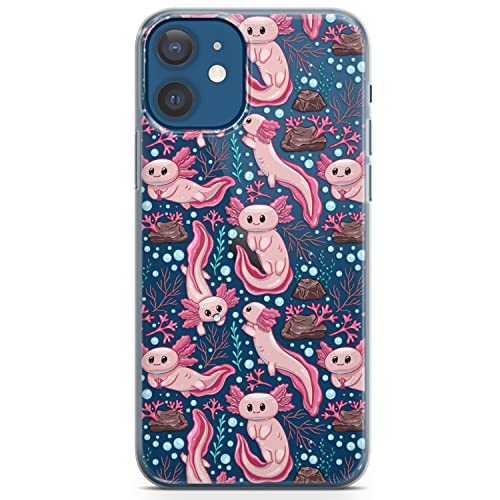Slim Tpu Case Compatible With Iphone 13 Pro Max 12 Mini 11 Se 10 Xr Xs 8 Plus 7 6S Axolotl Flexible Clear Ocean Lightweight Amphibian Shockproof Pink Cover Cute Silicone Soft Salamander Protective #TOP3