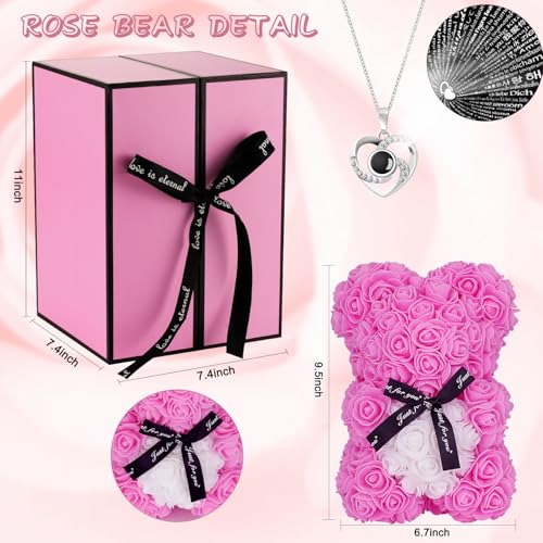 image for HYRIXDIRECT Flowers Rose Bear Gifts Artificial Forever Rose Everlastin