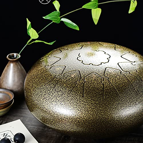 Percussion Ethereal Drum, Tambor de lengua de acero de 12 pulgadas y 13 notas, con bolsa, mazos, escalas y anillos para dedo para camping, meditación o yoga, color F miniatura 4