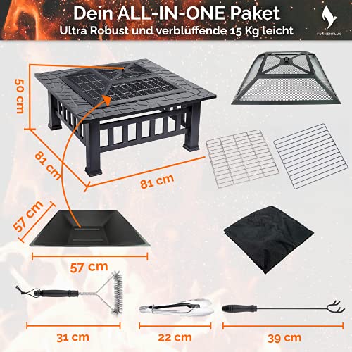 FUNKENFLUG® Vuurschaal met vonkbescherming en grillrooster, voor weldadige warmte en heerlijke gezellige avonden op de… - Image 4