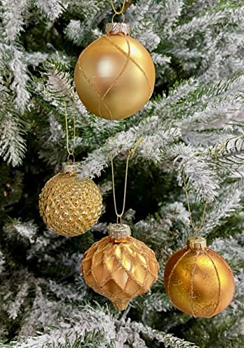 MC-Trend Lot de 12 boules de Noël élégantes en verre de luxe Ø 6 cm Doré