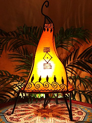 Orientalische Tischlampe Zeliha 42cm Lederlampe Hennalampe Lampe | Marokkanische kleine Tischlampen aus Metall… – Bild 3