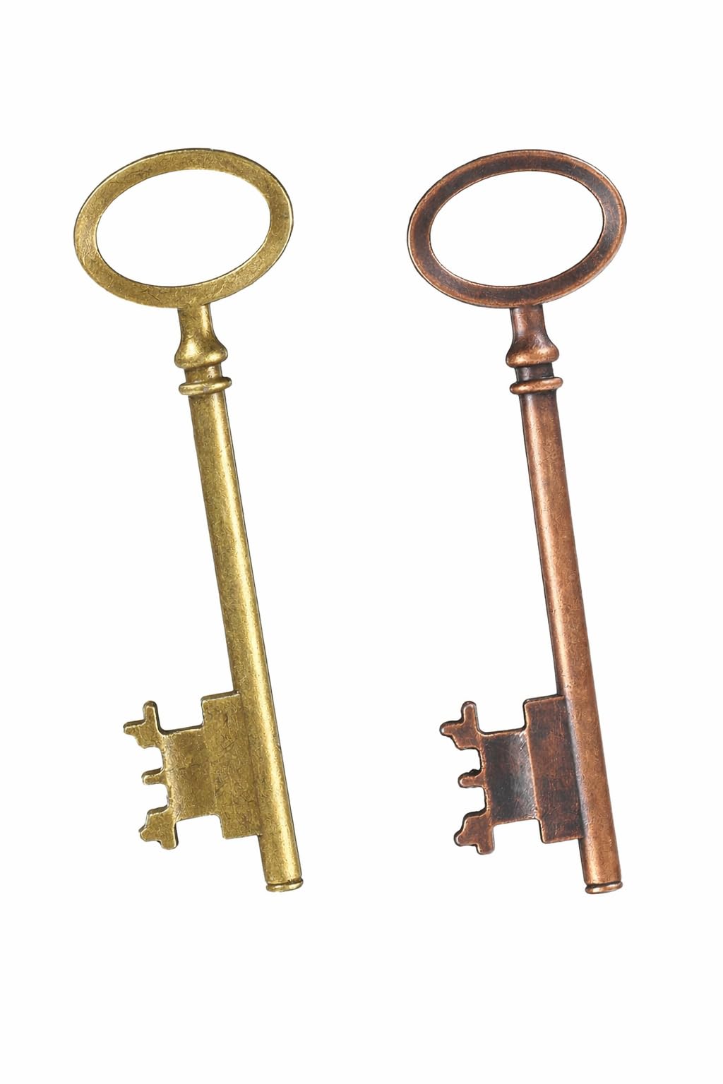 Elenviorina Bronze 2 Pcs Skeleton Key Set, Hollow Barrel Vintage Key Replacement In Antique Style Alloy For Cabinet Door Dresser Clock And Furniture Locks, Decorative Old Fashioned Keys (Bronze)