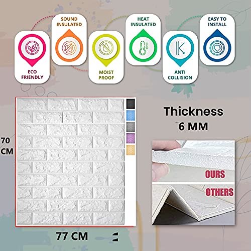 Image of Brick Wallpaper Self Adhesive PE Foam Brick Design 3D Wall Stickers Full Coverage DIY Wallpaper for Home Hotel Living Room Bedroom & CAF? Appx. 5.8Sq Feet 5