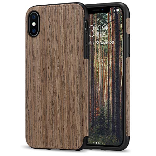 TENDLIN Funda iPhone XS MAX Grano de Madera y Silicona TPU Híbrido Suave Funda Compatible con iPhone XS MAX (Rosa Negro)