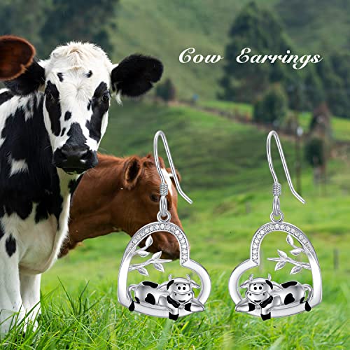 LONAGO Animal Earrings 925 Sterling Silver Cute Tiger Lion Cow Ladybug Monkey Dangle Earrings for Women2