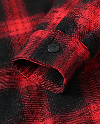 Image of Mens Flannel Jacket with Hood Thicken Quilted Lined Flannel Shirt Jackets for Men