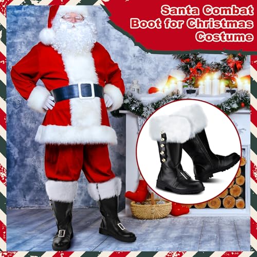 Bottes de combat du Père Noël à sangle Liitrsh et revers peluche blanche - 7